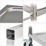 SOGA 2 Tier Stainless Steel Kitchen Trolley Bowl Collect Service FoodCart 95x50x95cm Large