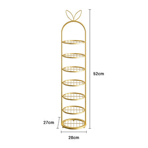 SOGA 2X 7 Tier Bunny Ears Gold Plated Metal Shoe Organizer Space Saving Portable Footwear Storage Shelf
