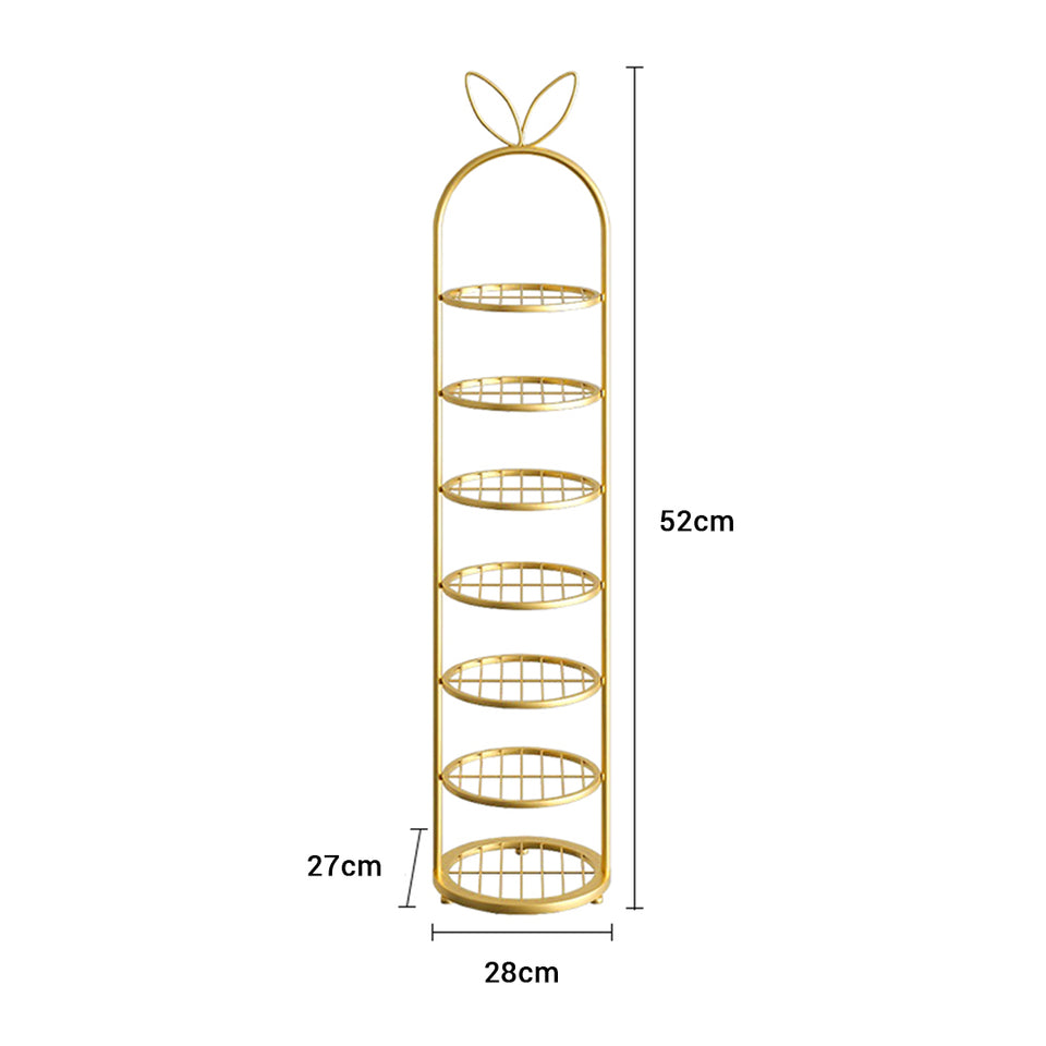SOGA 2X 7 Tier Bunny Ears Gold Plated Metal Shoe Organizer Space Saving Portable Footwear Storage Shelf
