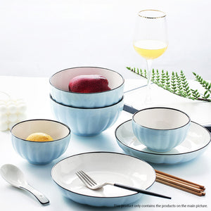 SOGA Blue Japanese Style Ceramic Dinnerware Crockery Soup Bowl Plate Server Kitchen Home Decor Set of 10