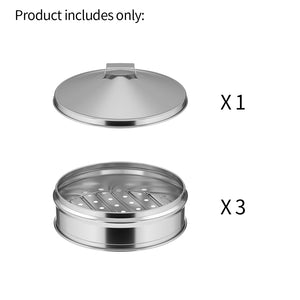 SOGA 2X 3 Tier Stainless Steel Steamers With Lid Work inside of Basket Pot Steamers 22cm
