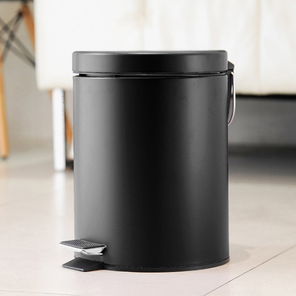SOGA 4X Foot Pedal Stainless Steel Rubbish Recycling Garbage Waste Trash Bin Round 12L Black