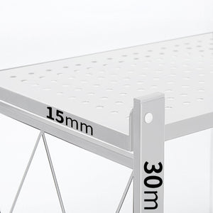 SOGA 5 Tier Steel White Foldable Kitchen Cart Multi-Functional Shelves Storage Organizer with Wheels
