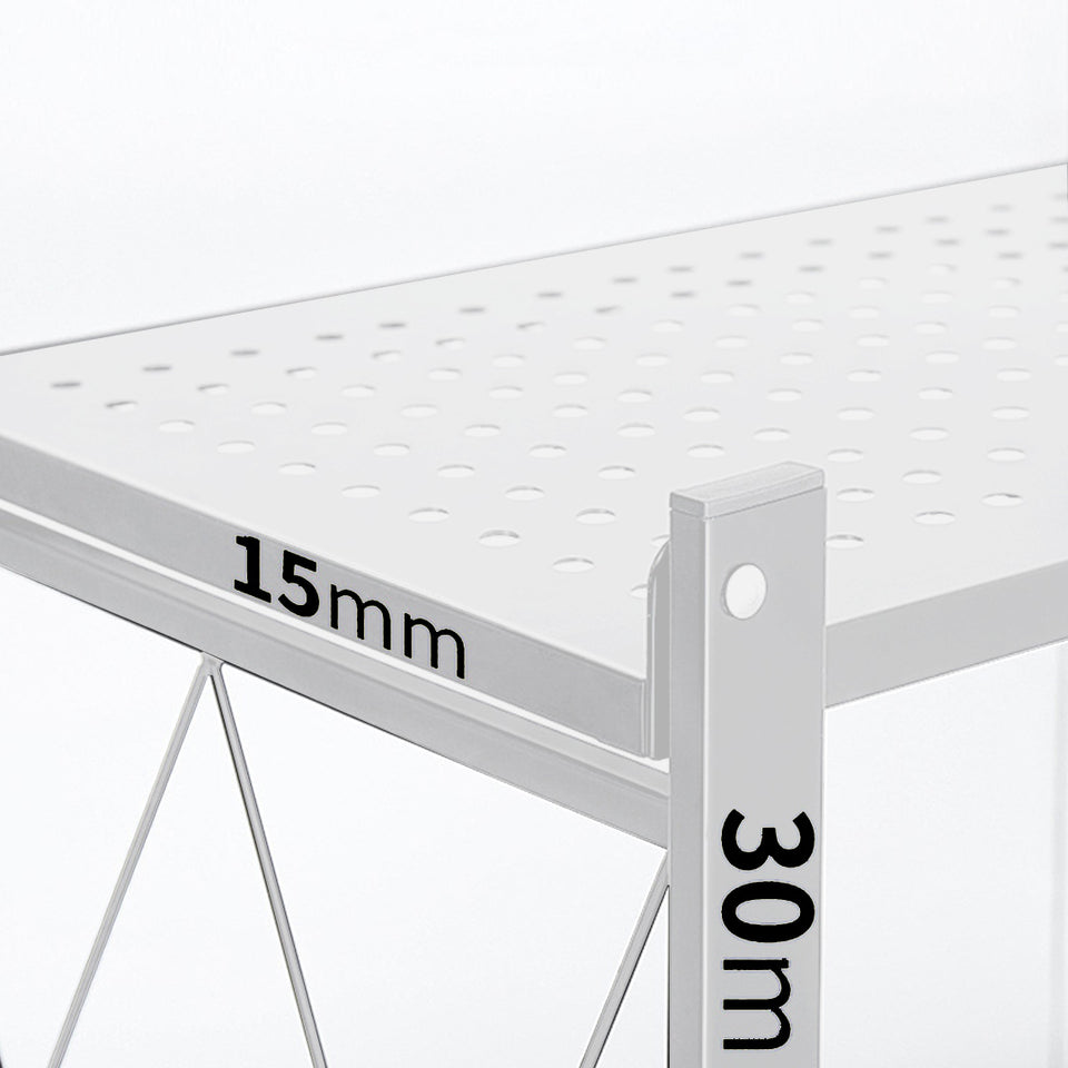 SOGA 5 Tier Steel White Foldable Kitchen Cart Multi-Functional Shelves Storage Organizer with Wheels