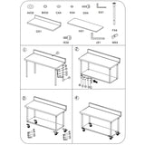 SOGA 120cm Commercial Catering Kitchen Stainless Steel Prep Work Bench Table with Backsplash and Caster Wheels
