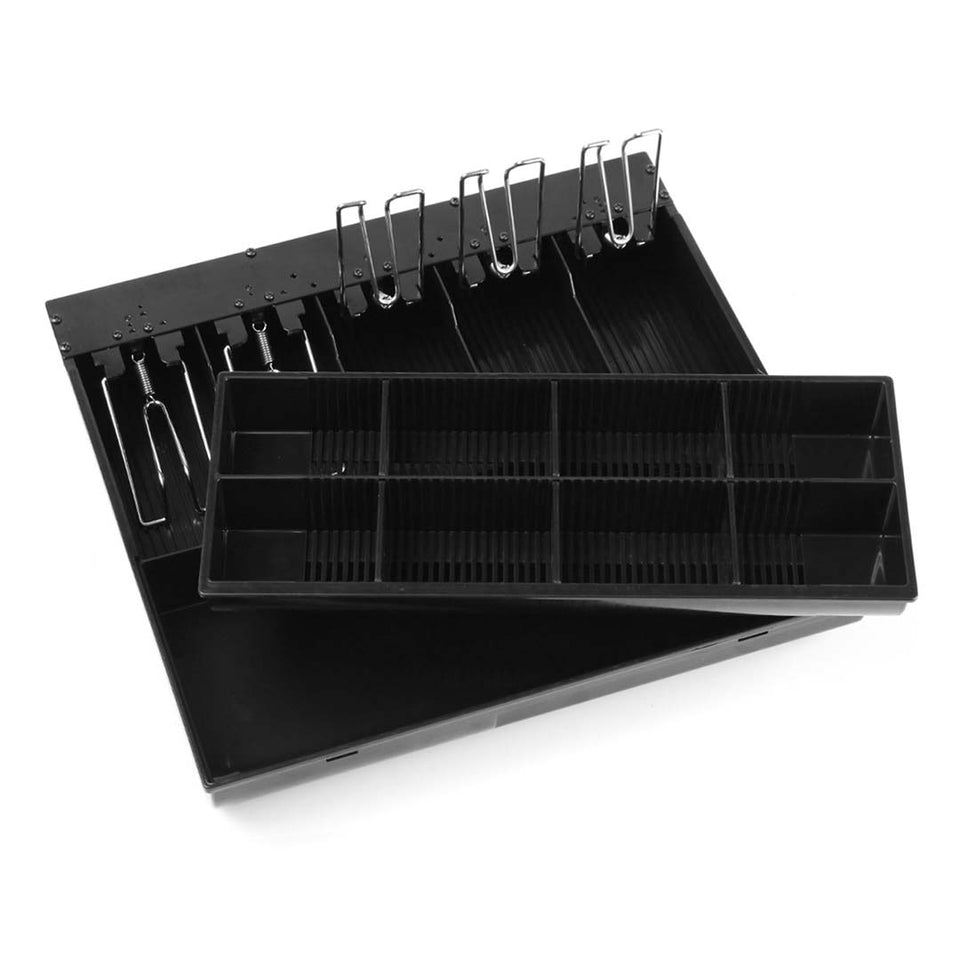 SOGA 2X 4 Bills 8 Coins Spare Cash Tray Black Heavy Duty