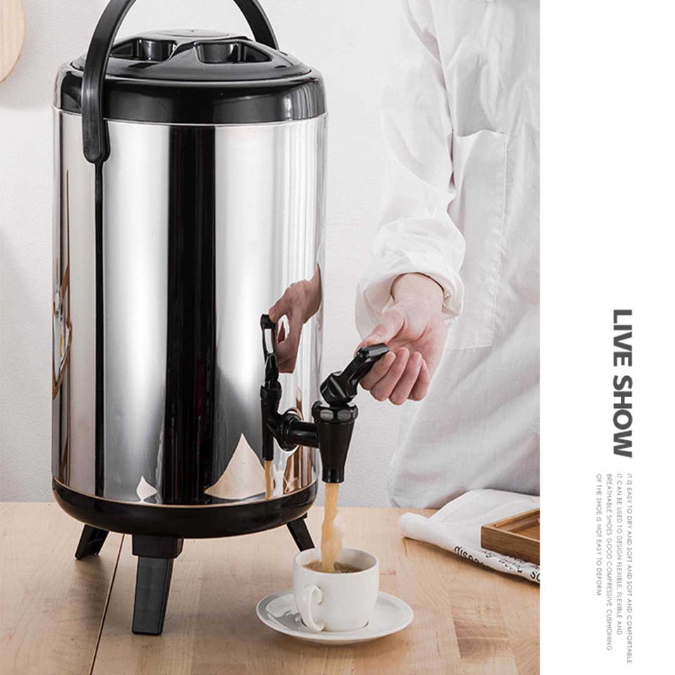 SOGA 6 x 8L Portable Insulated Cold/Heat Coffee Bubble Tea Pot Beer Barrel With Dispenser