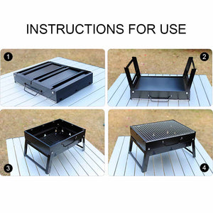 SOGA Portable Mini Folding Thick Box-type Charcoal Grill for Outdoor BBQ Camping