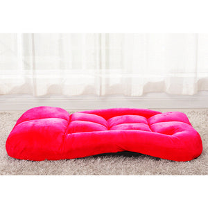 SOGA 4X Foldable Lounge Cushion Adjustable Floor Lazy Recliner Chair with Armrest Red