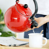 SOGA 2X 2 Litre Ceramic Enameled Porcelain Kettle Kitchen Red
