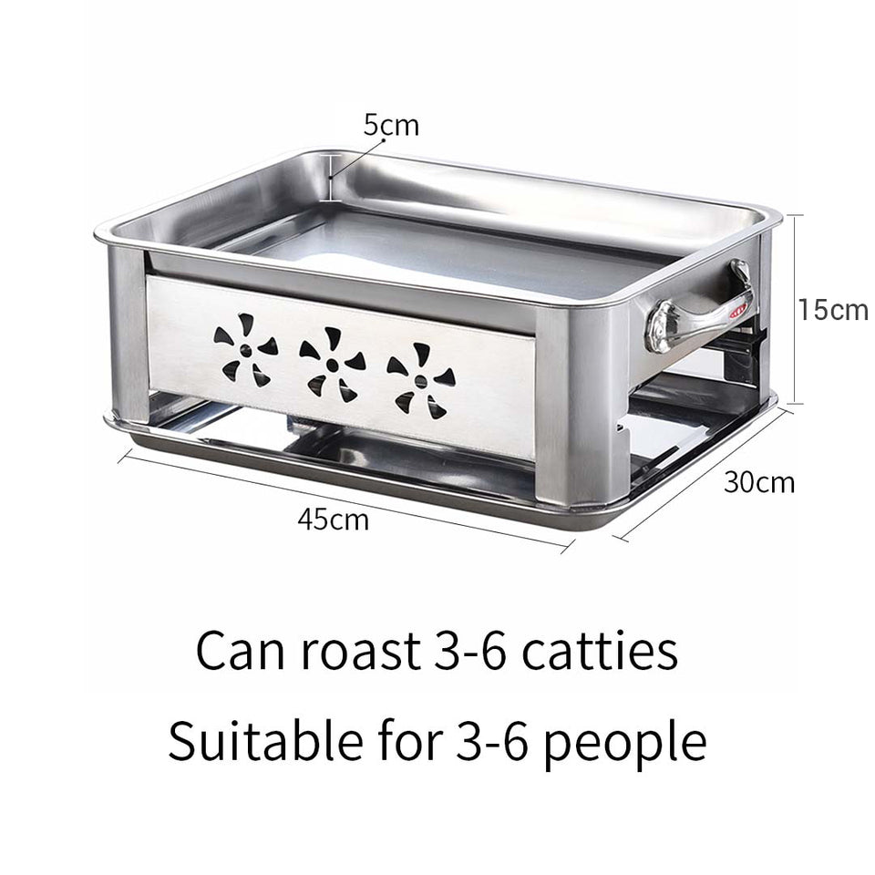4X 45CM Portable Stainless Steel Outdoor Chafing Dish BBQ Fish Stove Grill Plate