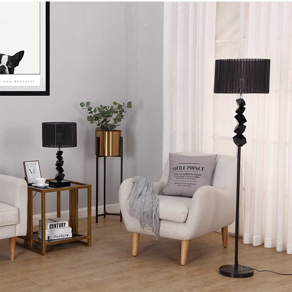 SOGA 2x Floor Lamp Metal Base Standing Light with Dark Shade Tall Lamp