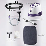 SOGA Garment Steamer Vertical Twin Pole Clothes 1700ml 1800w Steaming Kit Purple
