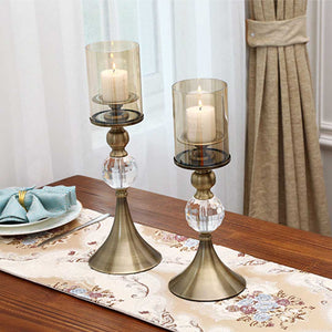 SOGA 2X 43cm Glass Candle Holder Candle Stand Glass/Metal