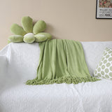 SOGA Green Acrylic Knitted Throw Blanket Solid Fringed Warm Cozy Woven Cover Couch Bed Sofa Home Decor