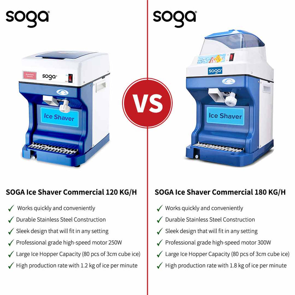 SOGA 2X Ice Shaver Commercial Electric Stainless Steel Ice Crusher Slicer Machine 180KG/h