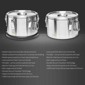 SOGA 20L 304 Stainless Steel Insulated Food Carrier Warmer Container with Anti Slip Rubber Bottom