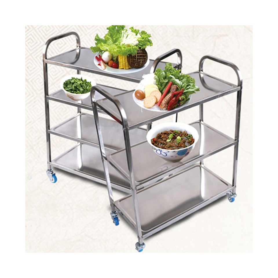 SOGA 2X 4 Tier Stainless Steel Kitchen Dinning Food Cart Trolley Utility Size Square Large