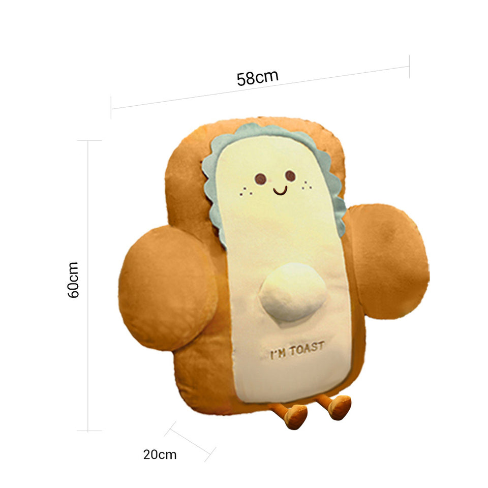 SOGA 58cm Smiley Face Toast Bread Cushion Stuffed Car Seat Plush Cartoon Back Support Pillow Home Decor