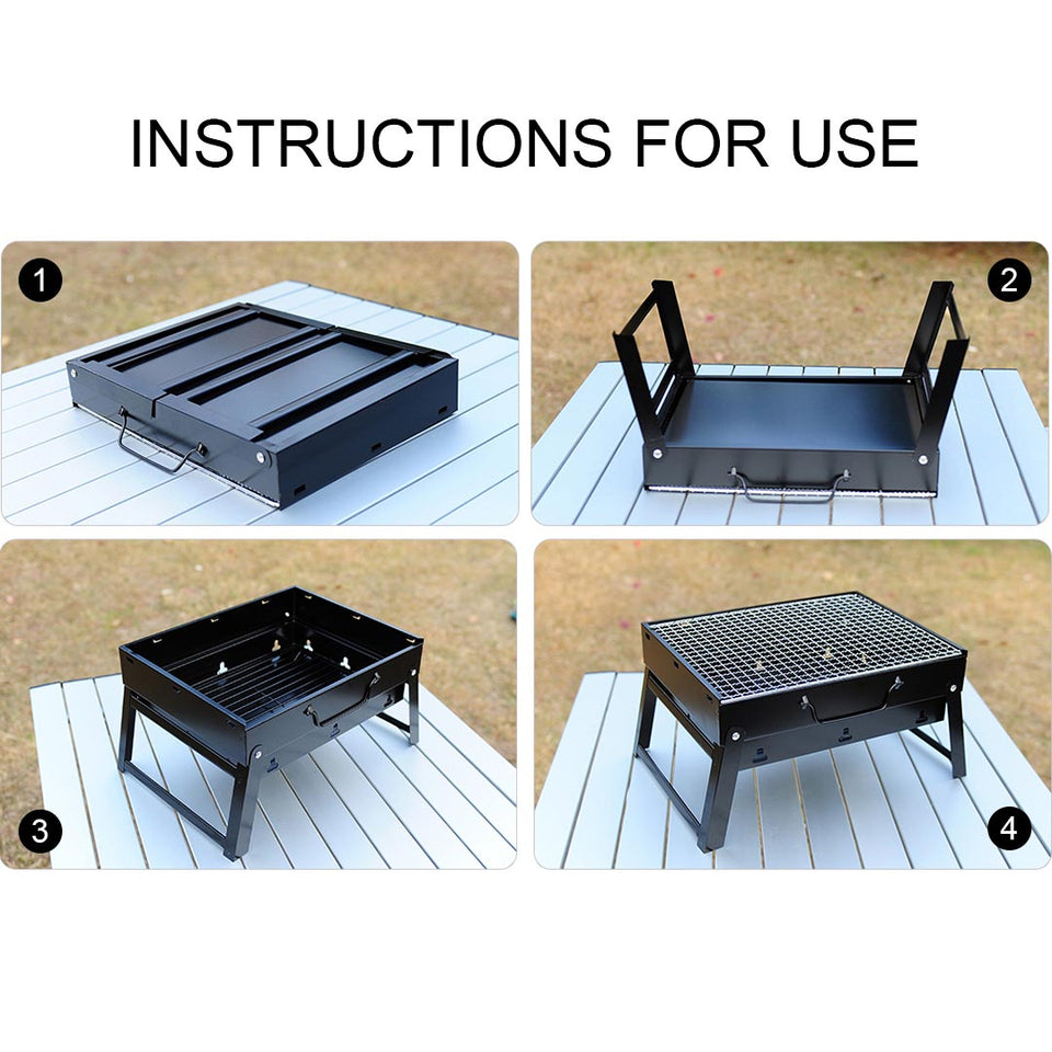 SOGA 43cm Portable Folding Thick Box-Type Charcoal Grill for Outdoor BBQ Camping