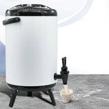 SOGA 4X 14L Stainless Steel Insulated Milk Tea Barrel Hot and Cold Beverage Dispenser Container with Faucet White