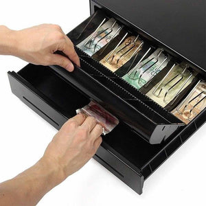 SOGA Black Heavy Duty Cash Drawer Electronic 4 Bills 8 Coins Cheque Slot Tray Pos 350