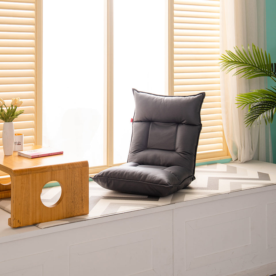 SOGA 4-Pack Grey Lounge Recliner Lazy Sofa Bed Tatami Cushion with Collapsible Backrest