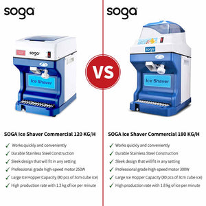 SOGA 2X Ice Shaver Commercial Electric Stainless Steel Ice Crusher Slicer Machine 120KG/h
