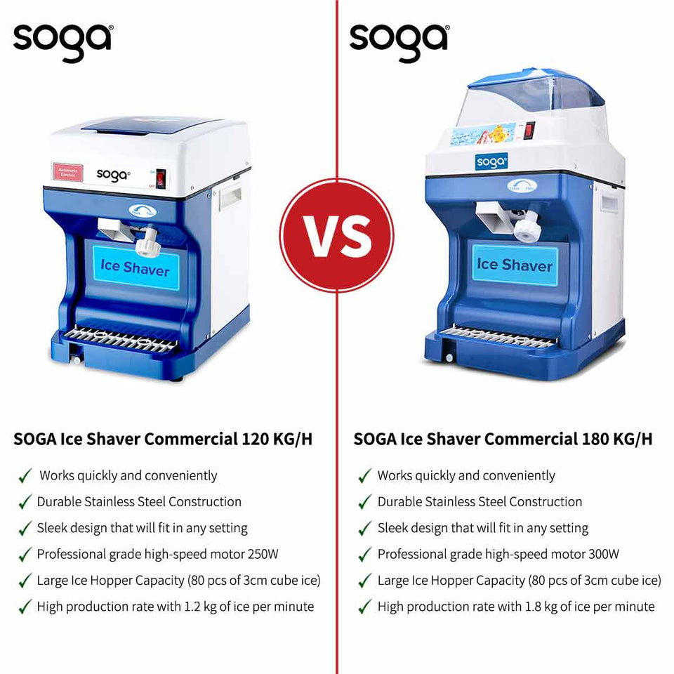 SOGA 2X Ice Shaver Commercial Electric Stainless Steel Ice Crusher Slicer Machine 120KG/h