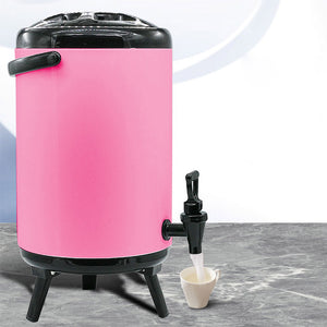 SOGA 2X 16L Stainless Steel Insulated Milk Tea Barrel Hot and Cold Beverage Dispenser Container with Faucet Pink