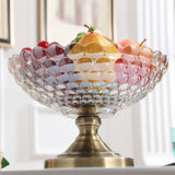 SOGA Bronze Pedestal Crystal Glass Fruit Bowl Candy Holder Countertop Dessert Serving Basket Decor
