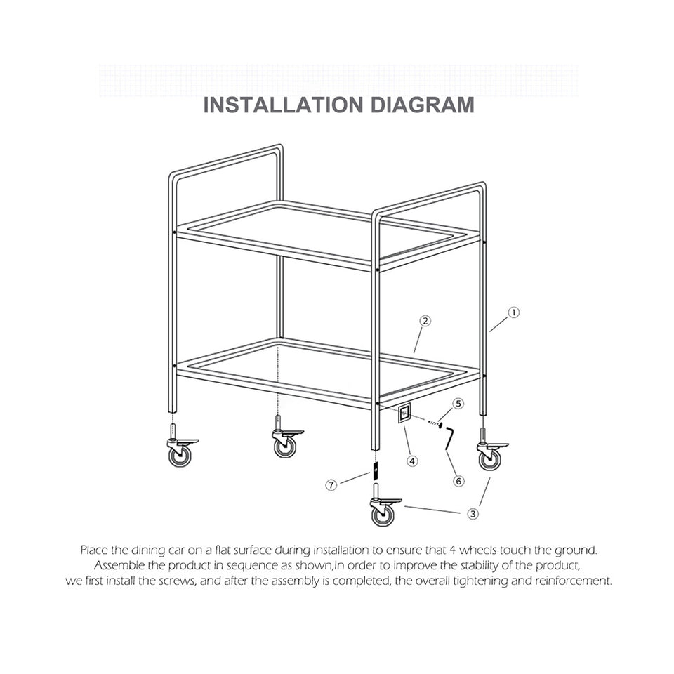 SOGA 2X 2 Tier Stainless Steel Kitchen Trolley Bowl Service Food Cart Large 95x50x95cm