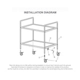 SOGA 2X 2 Tier Stainless Steel Kitchen Trolley Bowl Service Food Cart Large 95x50x95cm