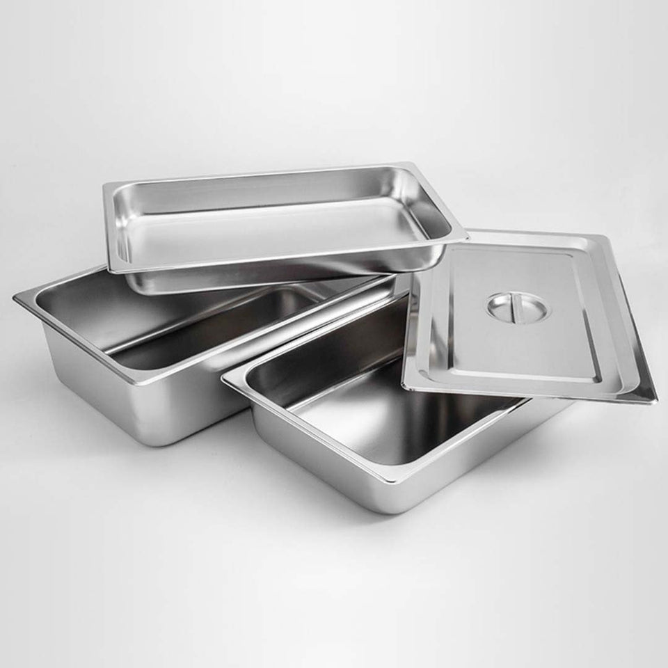 SOGA 12X Gastronorm GN Pan Full Size 1/1 GN Pan 20cm Deep Stainless Steel Tray With Lid