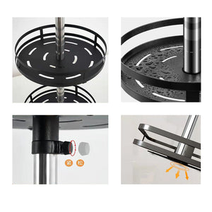 SOGA 2X 3 Tier Steel Black Round Rotating Multi-Function Kitchen Portable Storage Spice Seasoning Kitchen Countertop Organiser Shelf