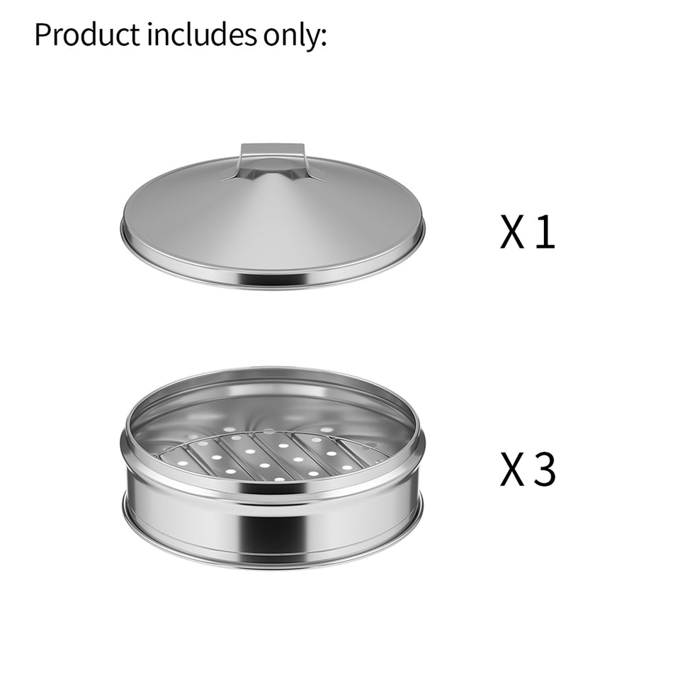 SOGA 3 Tier 22cm Stainless Steel Steamers With Lid Work inside of Basket Pot Steamers