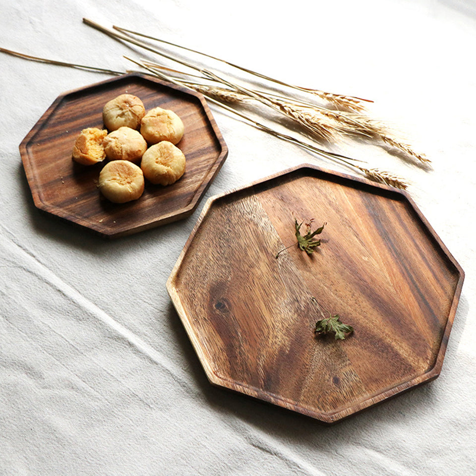 SOGA 2X 25cm Octagon Wooden Acacia Food Serving Tray Charcuterie Board Centerpiece  Home Decor