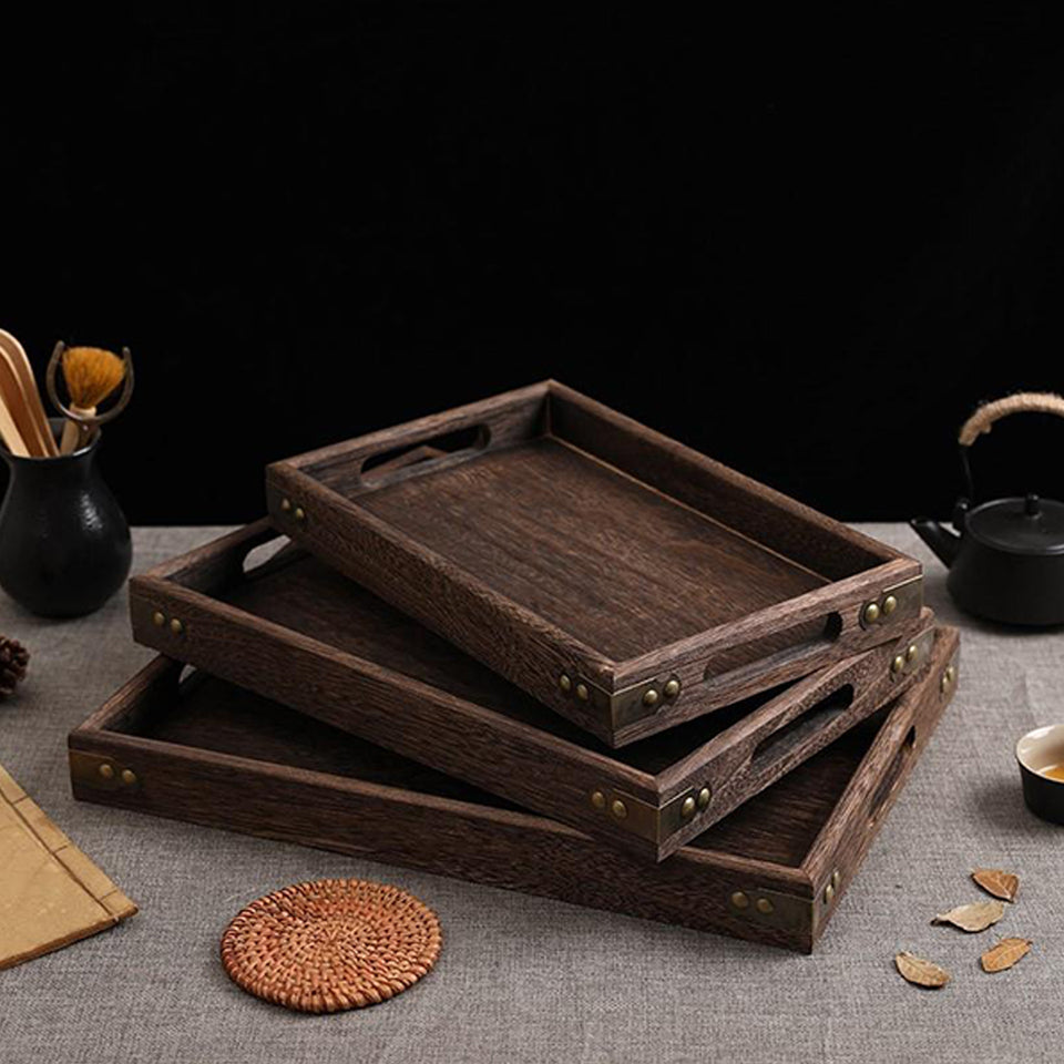 SOGA Walnut Rectangle Serving Tray Large