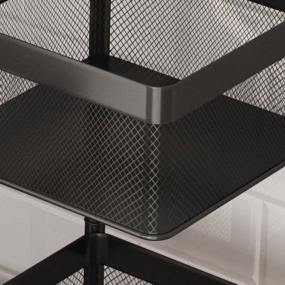 SOGA 2X 2 Tier Steel Square Rotating Kitchen Cart Multi-Functional Shelves Storage Organizer with Wheels