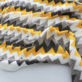 SOGA 2X 170cm Yellow Zigzag Striped Throw Blanket Acrylic Wave Knitted Fringed Woven Cover Couch Bed Sofa Home Decor