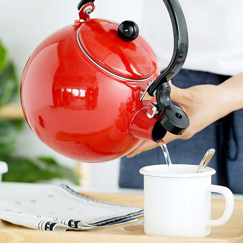 SOGA 2X 2 Litre Ceramic Enameled Porcelain Kettle Kitchen White