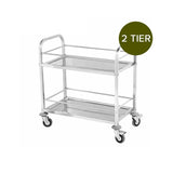 SOGA 2X 2 Tier 75x40x84cm Stainless Steel Drink Wine Food Utility Cart Small