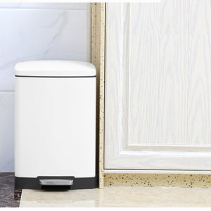 SOGA 2-Pack 12L White Stainless Steel Foot Pedal Trash Bin