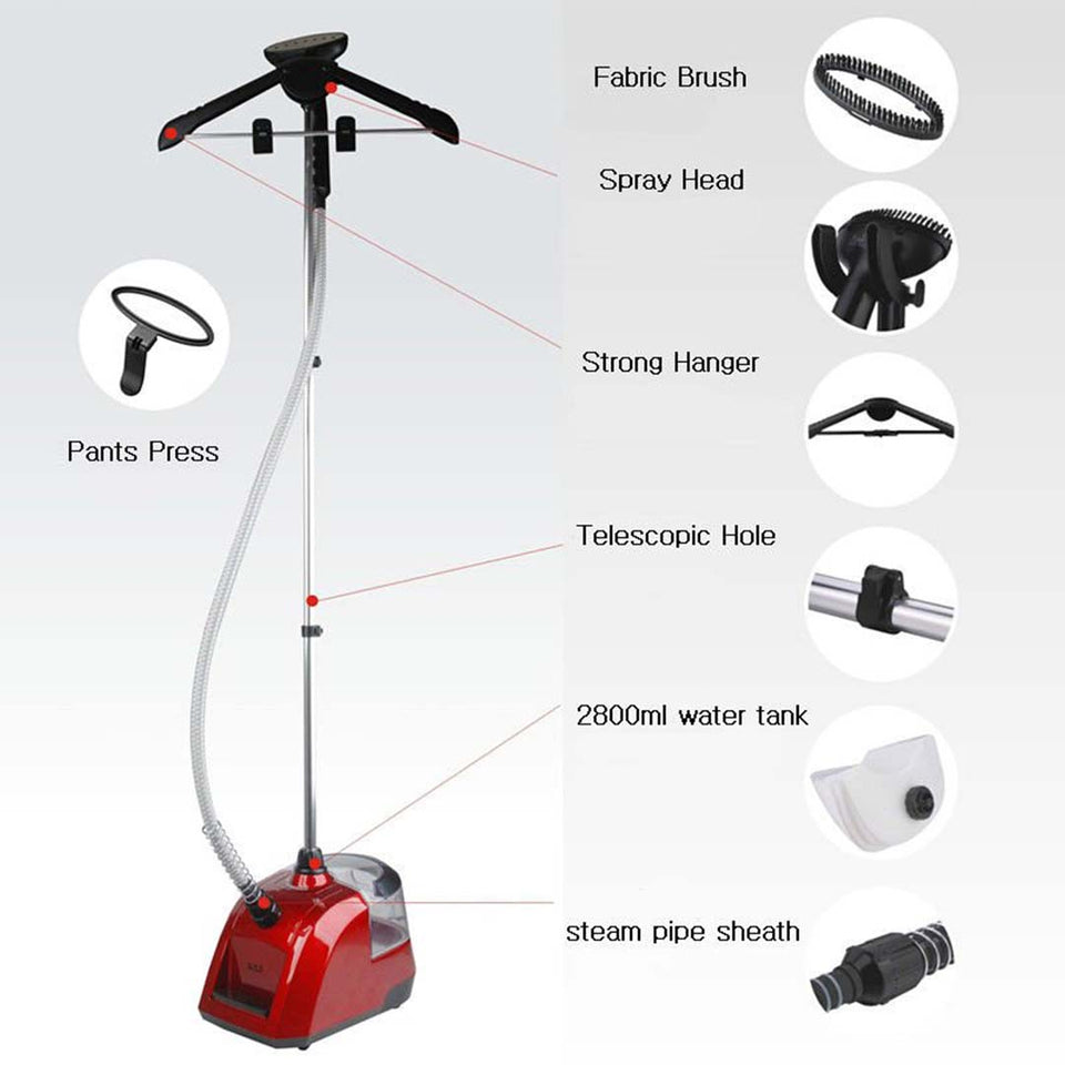 SOGA Garment Steamer Portable Cleaner Steam Iron 80MINS Red