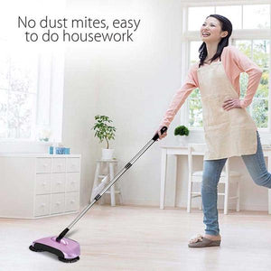 SOGA 2x Hand Push Sweeper Broom Lazy Auto Spin Household Cleaning No Electricity Blue