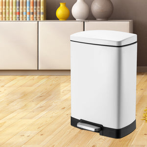 SOGA 2-Pack 12L White Stainless Steel Foot Pedal Trash Bin