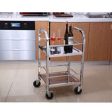 SOGA 2X 2 Tier Stainless Steel Square Tube Drink Wine Utility Cart 500x500x950mm