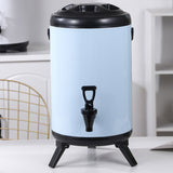 SOGA 8X 14L Stainless Steel Insulated Milk Tea Barrel Hot and Cold Beverage Dispenser Container with Faucet White