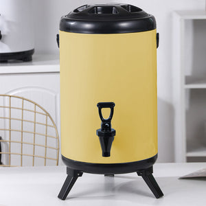 SOGA 4X 8L Stainless Steel Insulated Milk Tea Barrel Hot and Cold Beverage Dispenser Container with Faucet Yellow