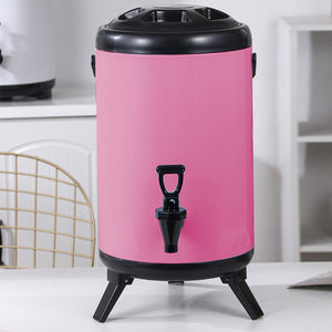 SOGA 8X 16L Stainless Steel Insulated Milk Tea Barrel Hot and Cold Beverage Dispenser Container with Faucet Pink